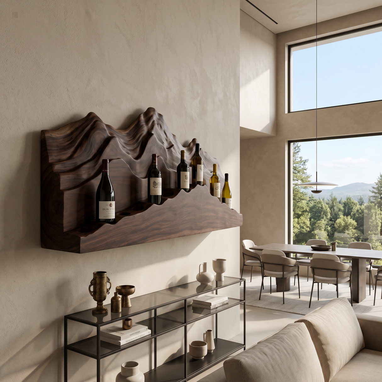 Mid Century Artistic Wine Display Rack For Home Bar