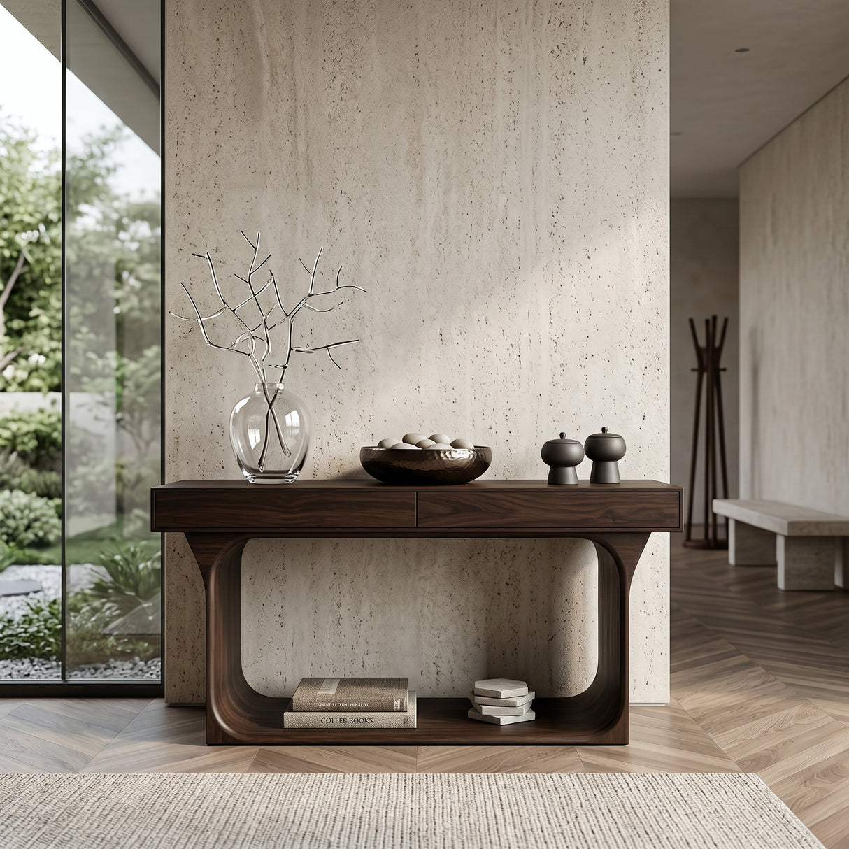 Modern Console Table With Rounded Base Frame For Home