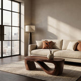 Minimalist Natural Wood Coffee Table With Sculptural Form For Living