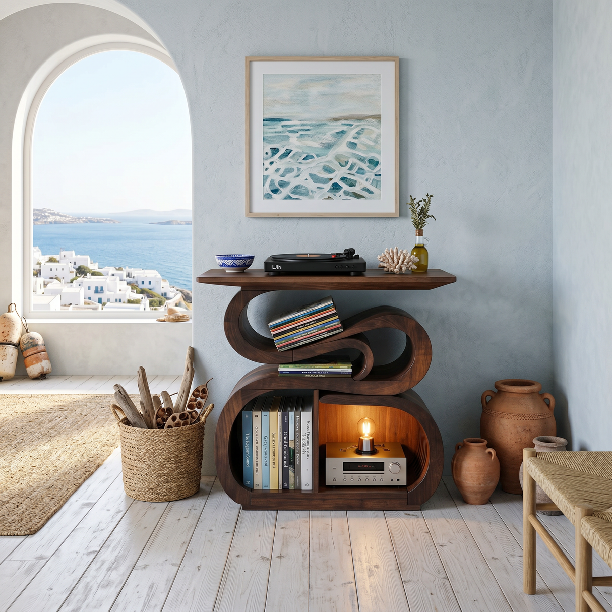 Mid Century Record Console Stand For Vinyl Collection Area