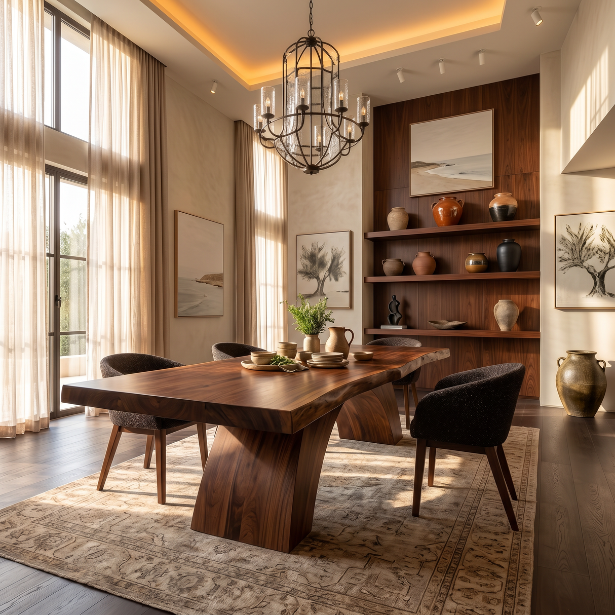 Mid Century Irregular Dining Table For Family Gathering Space