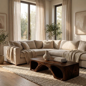 Contemporary Natural Wood Coffee Table With Unique Form For Home