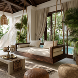 Modern Luxury Wooden Hanging Sofa Swing Contemporary Residence