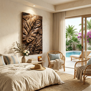 Industrial Wall Art With Leaf Relief Design For Entryway