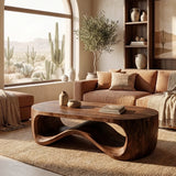 Modern Sculptural Wood Coffee Table For Living Room