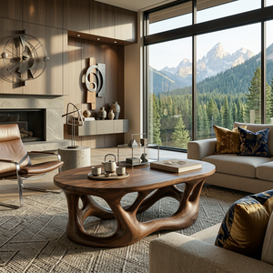 Organic Coffee Table With Flowing Sculptural Base For Contemporary Home