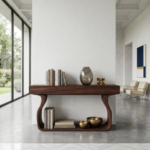 Minimalist Console Table With Curved Base Frame For Entryway