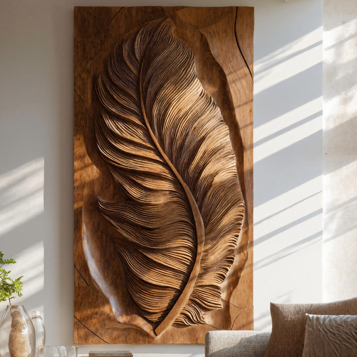 Luxury Organic Feather Wall Sculpture For Home