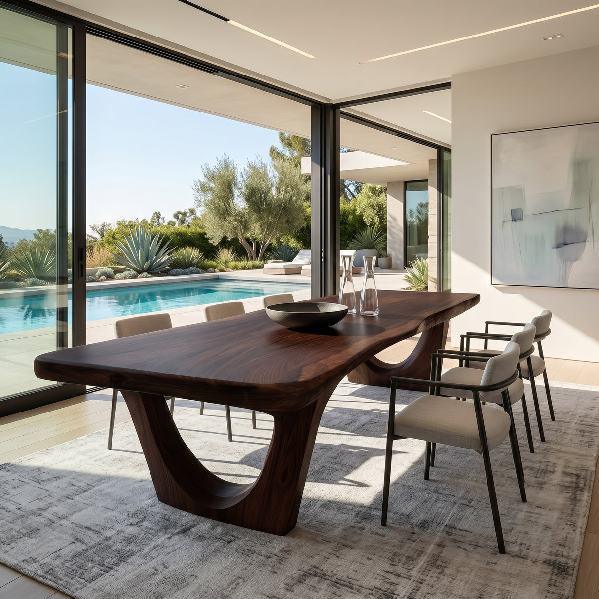 Contemporary Rectangular Sculpture Dining Table For Dining Room