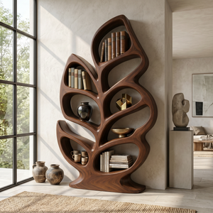 Contemporary Sculptural Bookcase For Stylish Entryway Interior