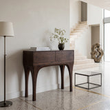 Organic Wooden Tapered Console Table For Living Room