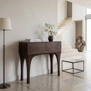 Organic Wooden Tapered Console Table For Living Room
