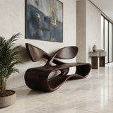 Contemporary Curved Bench With Cross Backrest For Living Room