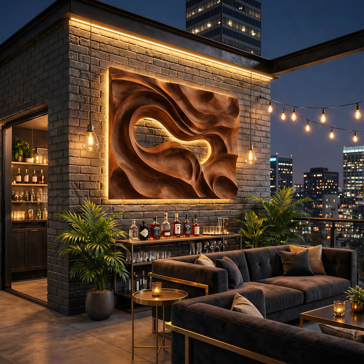 Mid Century Carved Wall Art Panel For Living Room