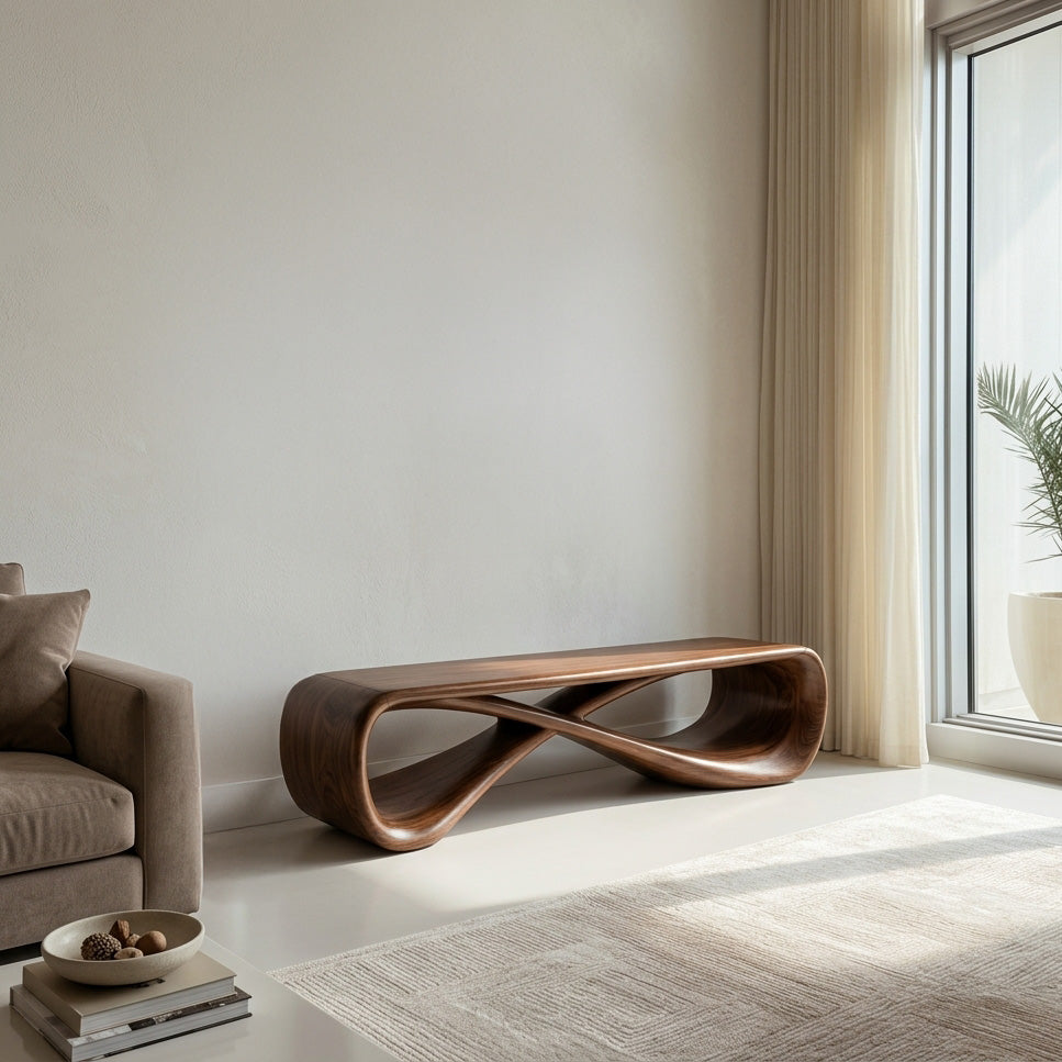 Organic Natural Wood Bench For Minimalist Entryway Styling