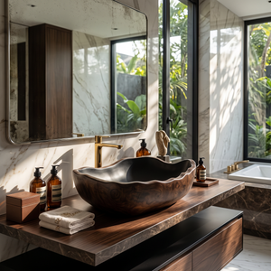 Solid Wood Sink Mid Century Look For Bathroom Interior