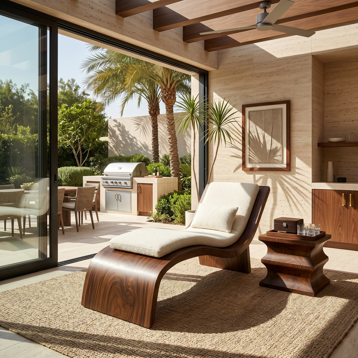 Contemporary Wooden Daybed Indoor Outdoor Luxury Home Furniture