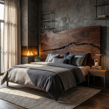 Modern Live Edge Wood Headboard For Warm Minimalist Bedroom