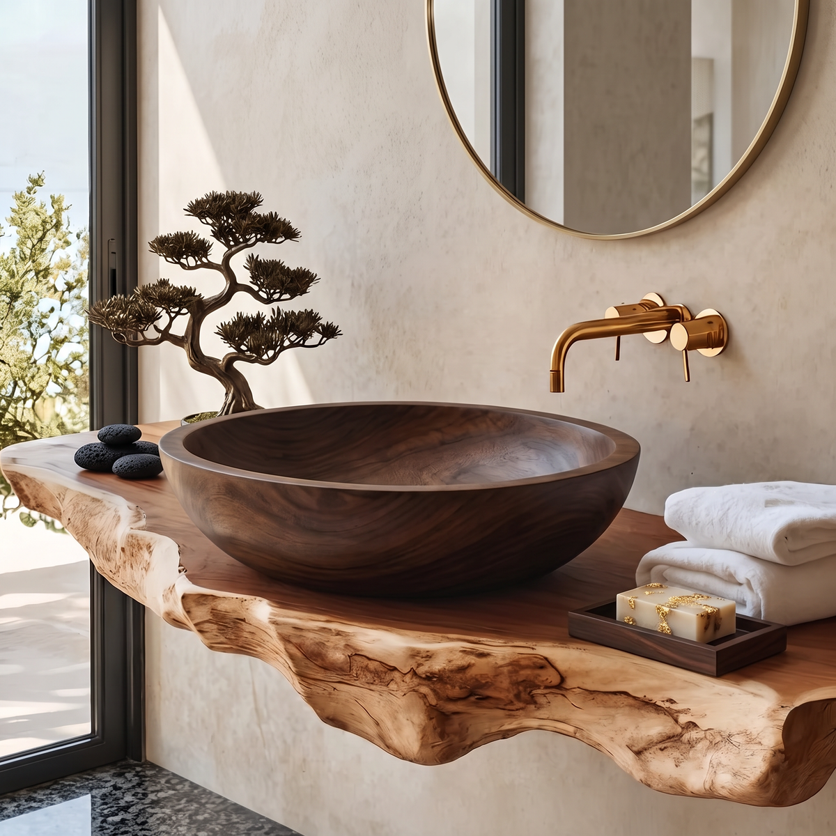 Rustic Wood Wash Basin For Cozy Bathroom Vanity Decor