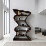 Modern Sculptural Bookshelf With Seamless Tiers For Living Room