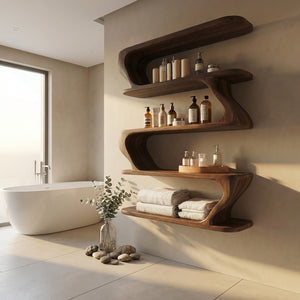 Contemporary Wood Wall Bathroom Shelf For Bathroom Decor