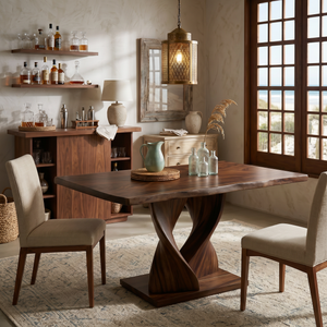 Boho Rectangular Feast Table For Coastal Dining Room
