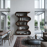 Contemporary Bookshelf With Rounded Tiers For Living Room
