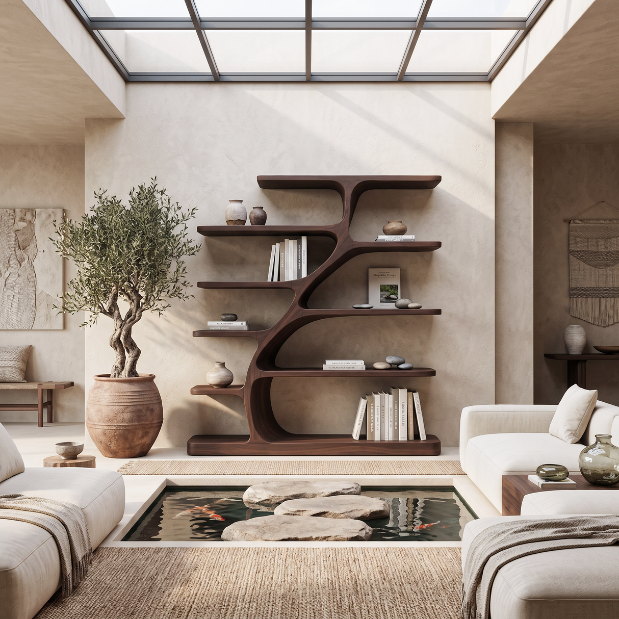 Organic Modern Bookshelf With Flowing Curves For Home Decor