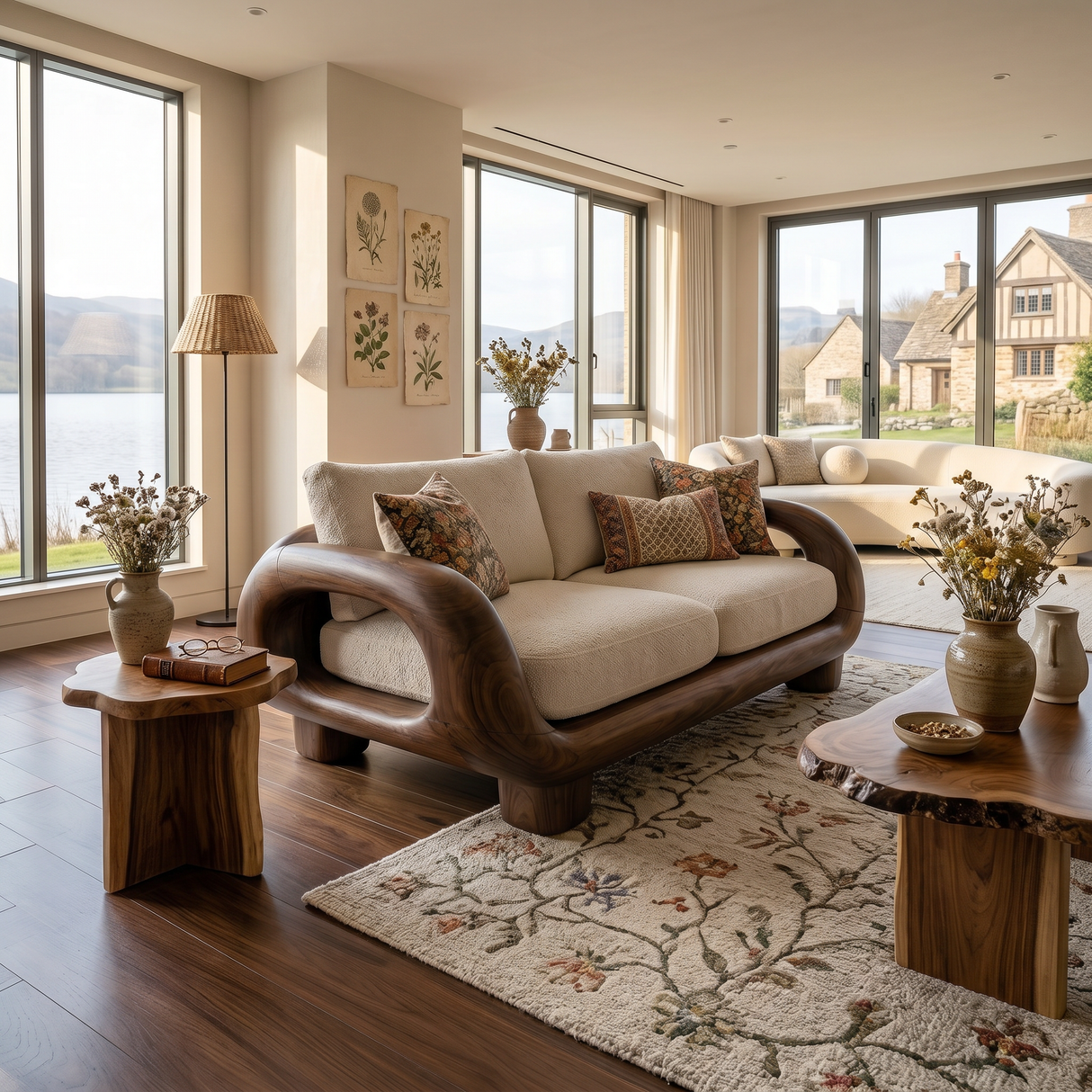 Japandi Organic Sofa Zen Courtyard Residence