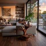 Wooden Accent Table Leaf Inspired Design For Sofa Area
