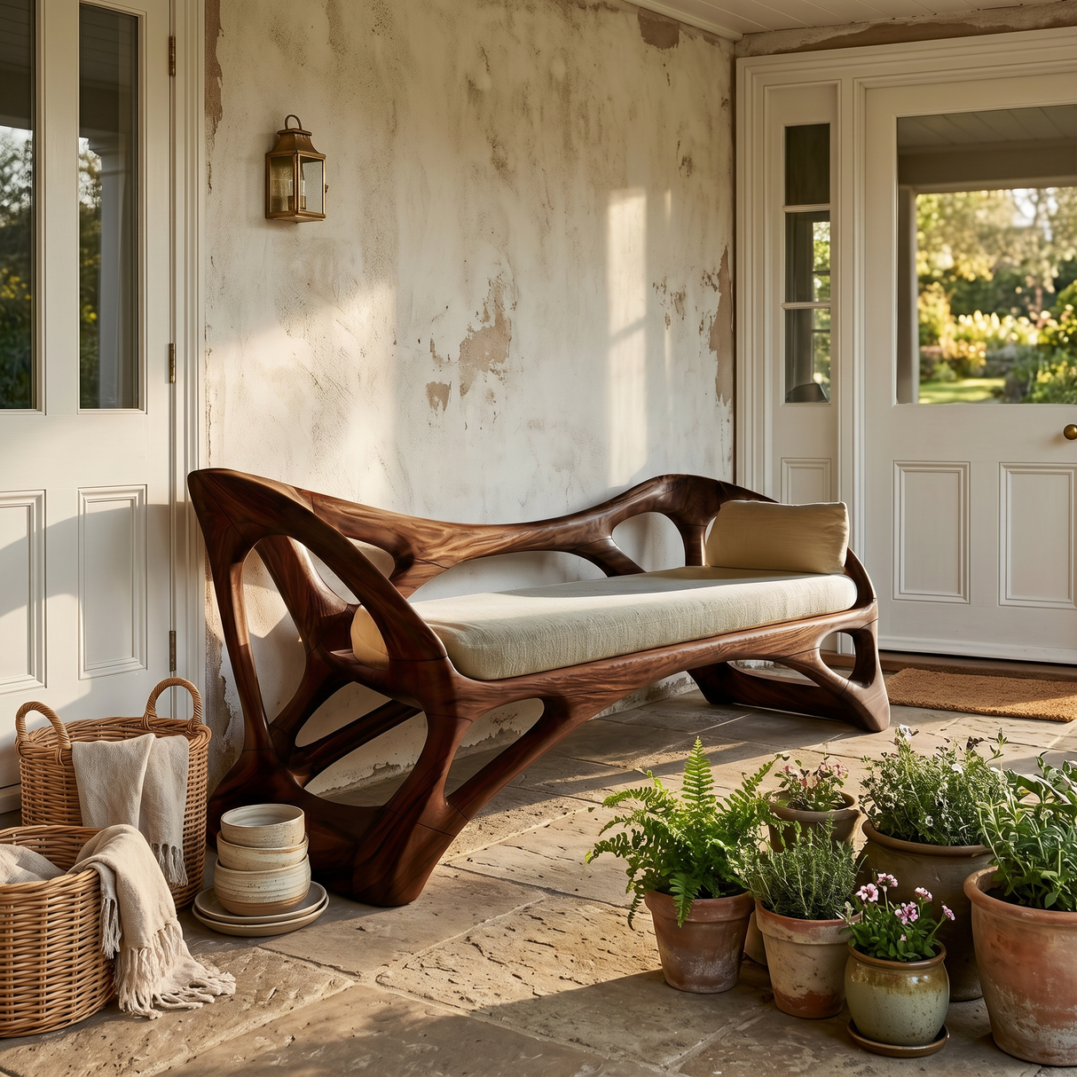 Handcrafted Wooden Bench Boutique Hotel