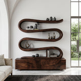 Modern Abstract Bookshelf With Undulating Shelf For Living Room