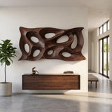Modern Sculptural Wall Art With Abstract Carved Panel For Lounge