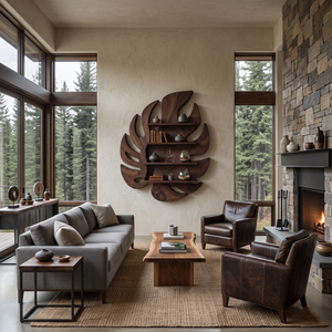 Modern Wooden Leaf Floating Bookshelf For Living Room