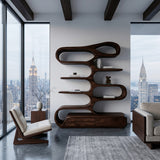 Minimalist Sculptural Bookshelf With Rounded Compartments For Reading Room