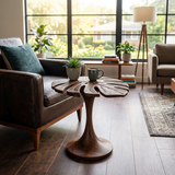 Handmade Wooden Side Table Leaf Shape Top For Sofa Side