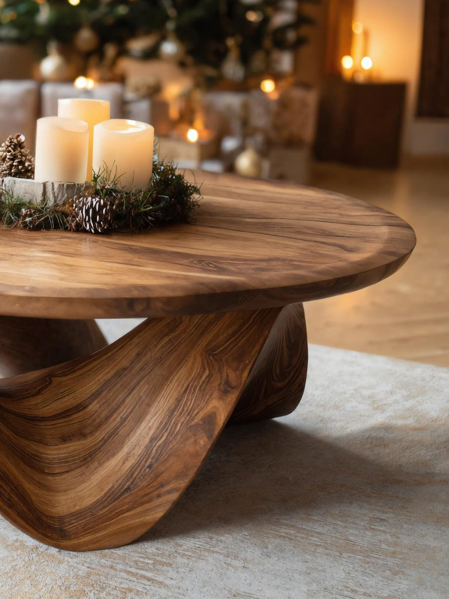 Sculptural Round Coffee Table For Holiday Decor