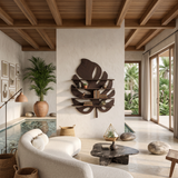 Artistic Wooden Tropical Leaf Wall Mounted Bookshelf For Home Decor