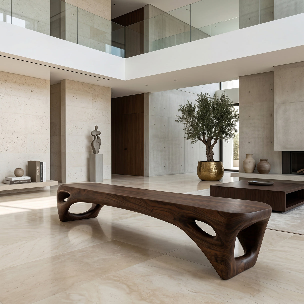 Modern Open Base Bench For Living Room