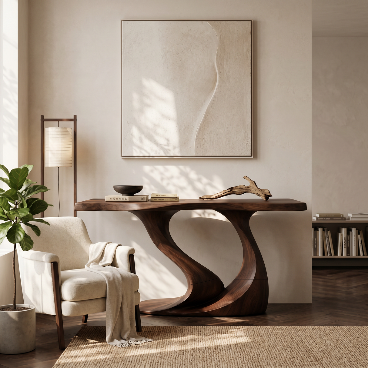 Contemporary Wave Base Console Table Luxury Hallway