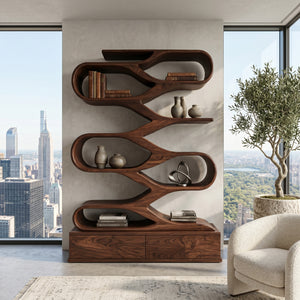 Modern Curved Display Bookshelf For Home Office