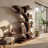 Mid Century Sculptural Bookcase Storage Organizer For Bedroom Space