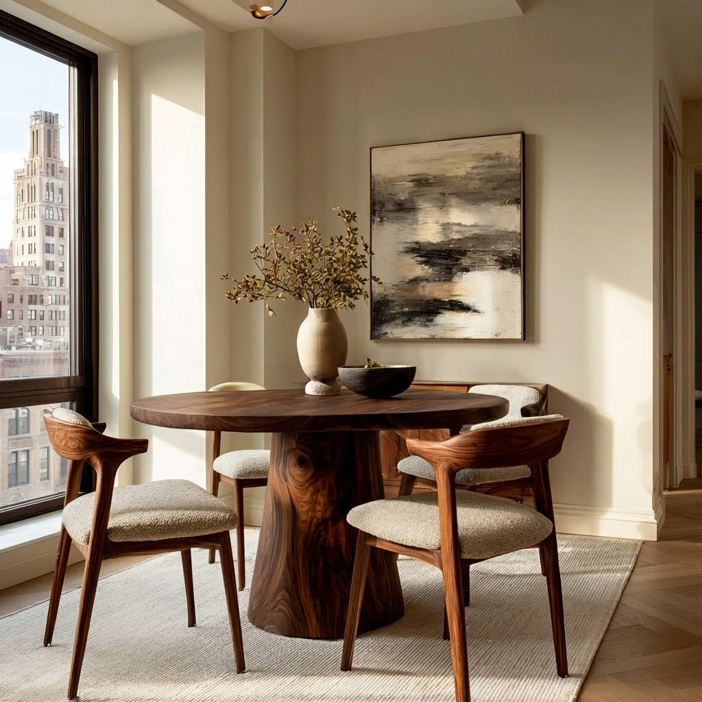 Minimalist Wooden Sculptural Dining Table For Dining Room