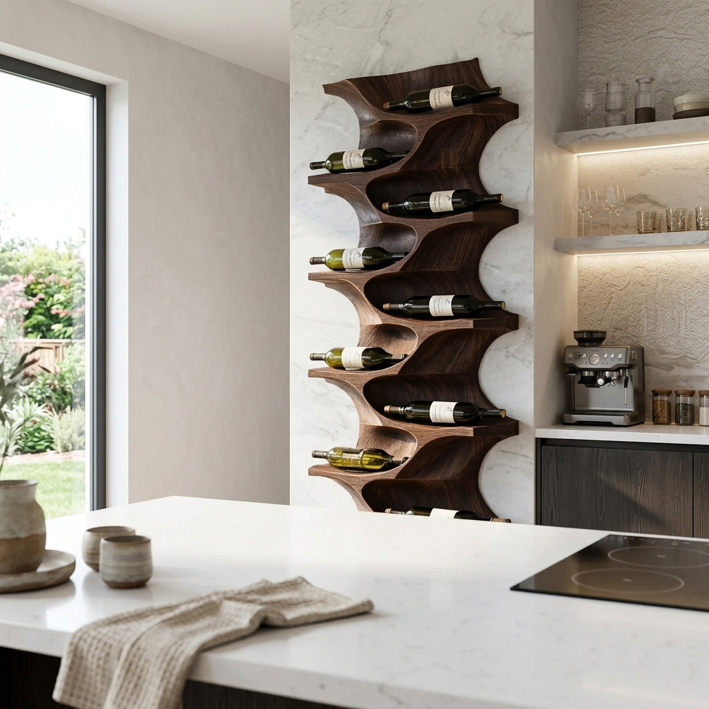 Contemporary Natural Wood Wine Rack For Dining Room Wall Display