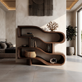 Modern Architectural Wooden Display Shelf With Floating Curves
