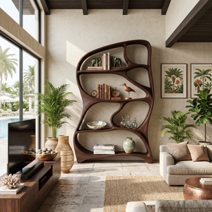 Organic Wall Bookcase For Contemporary Living Room