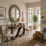 Modern Wooden Console Table With Undulating Legs For Home Decor