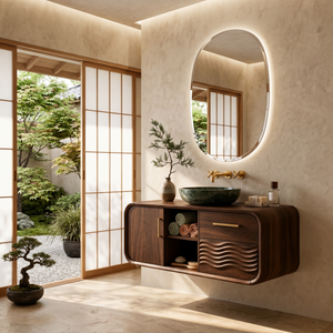 Mid Century Floating Vanity With Storage For Bathroom
