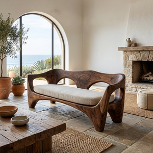 Mid Century Wood Sofa Sculptural Frame For Patio