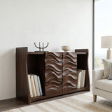Contemporary Open Bookshelf With Carved Doors For Home Library